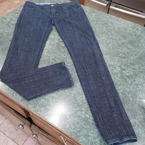 Vintage Y2K Low Rise Pepe Jeans London Straight Womens 31 Dark Denim Blue Stitch - Picture 1 of 16